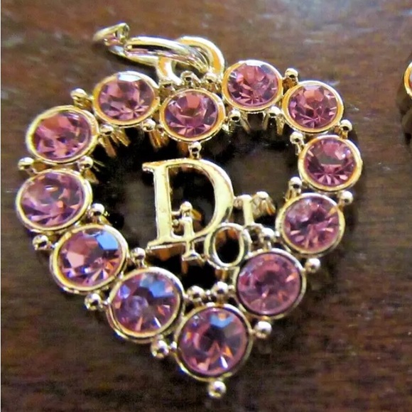 Dior Jewelry - Authentic Dior ZIP PULL 24X20MM gold tone, PINK CRYSTALS